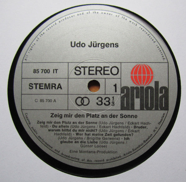 Udo Jürgens : Zeig Mir Den Platz An Der Sonne (LP, Gat)