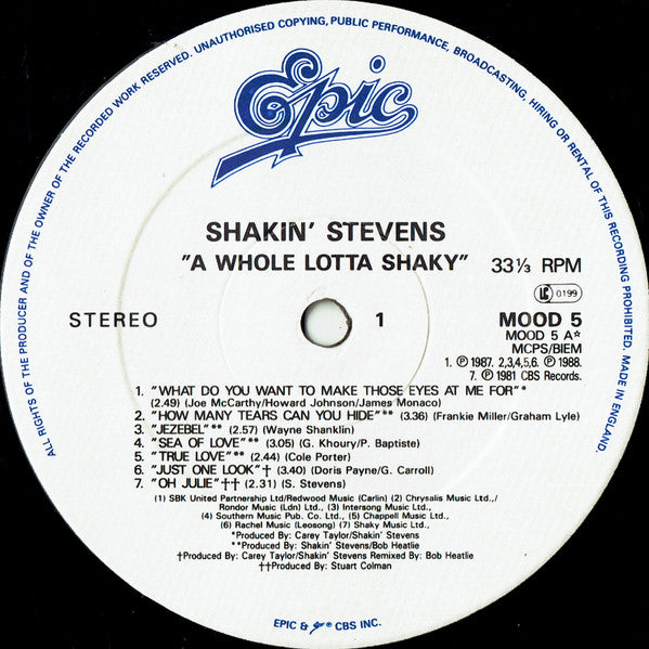 Shakin' Stevens : A Whole Lotta Shaky (LP, Album, Comp)