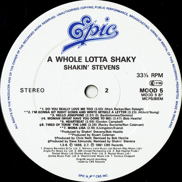 Shakin' Stevens : A Whole Lotta Shaky (LP, Album, Comp)