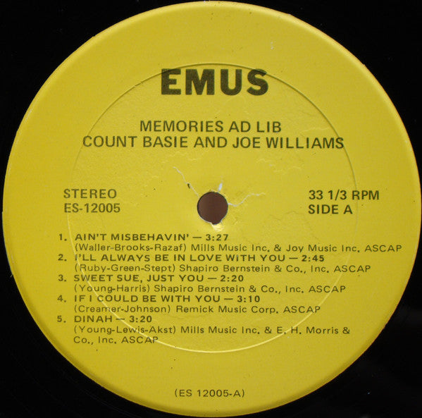 Joe Williams / Count Basie : Memories Ad-Lib (LP, Album)