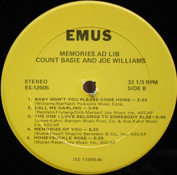 Joe Williams / Count Basie : Memories Ad-Lib (LP, Album)