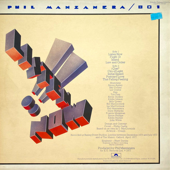 Phil Manzanera / 801 : Listen Now (LP, Album)