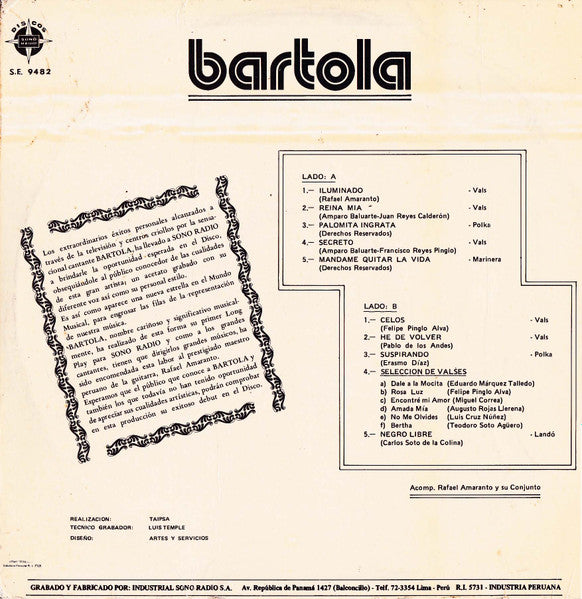 Bartola : Bartola (LP, Album)