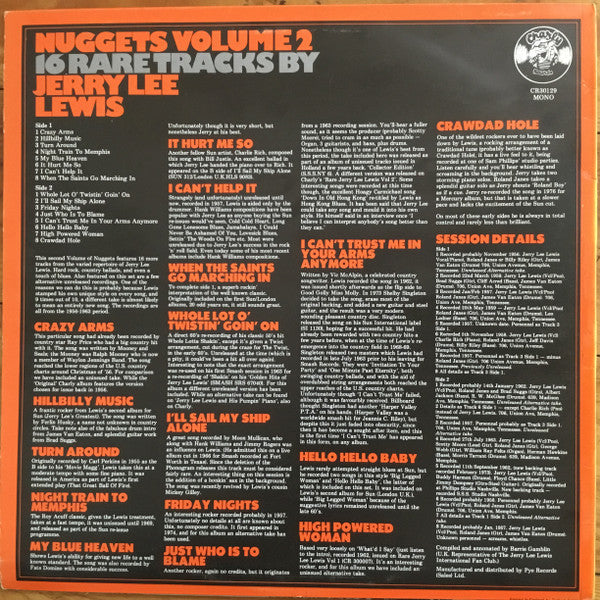 Jerry Lee Lewis : Nuggets Volume 2: 16 Rare Tracks By Jerry Lee Lewis (LP, Comp)