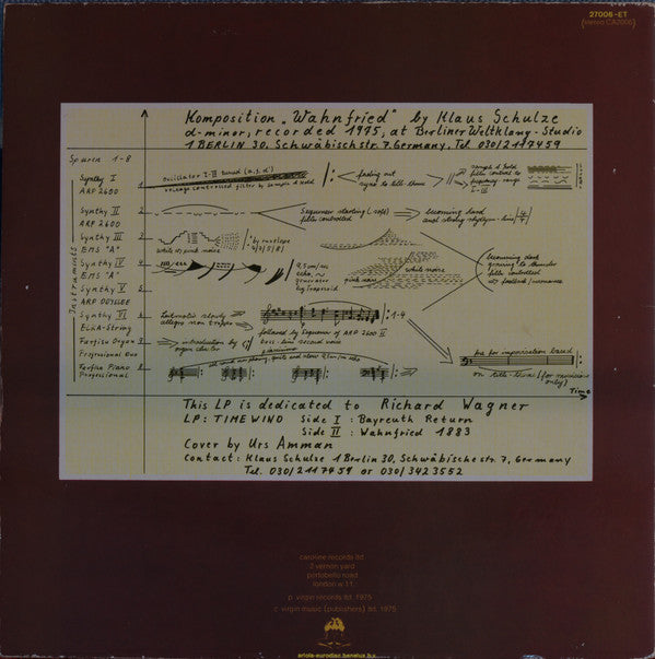 Klaus Schulze : Timewind (LP, Album, RE, Gat)