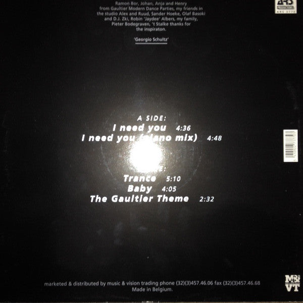 Georgio Schultz : I Need You (12")
