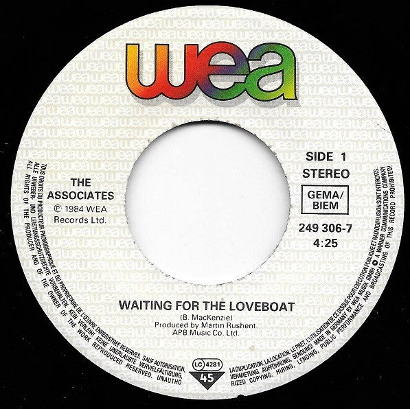 The Associates : Waiting For The Loveboat (7", Single)