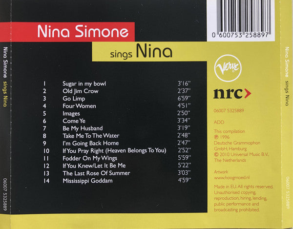 Nina Simone : Nina Simone Sings Nina (CD, Comp)