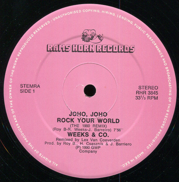 Weeks & Co. : Joho, Joho Rock Your World (The 1990 Remix) (12", Maxi)
