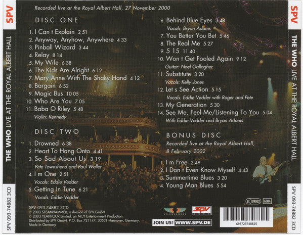 The Who : Live At The Royal Albert Hall (3xCD)