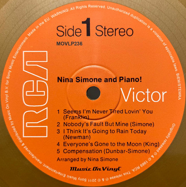 Nina Simone : Nina Simone And Piano! (LP, Album, Ltd, Num, RE, RP, Gol)