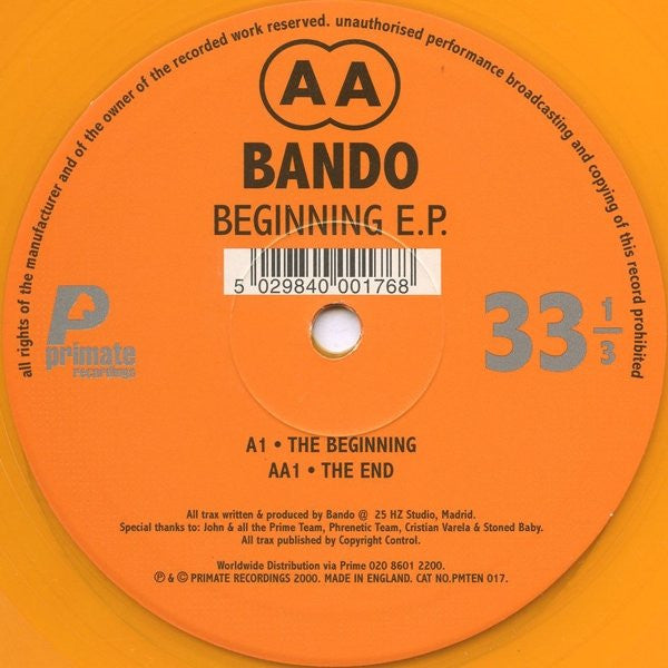 Bando : Beginning E.P. (10", EP, Ora)