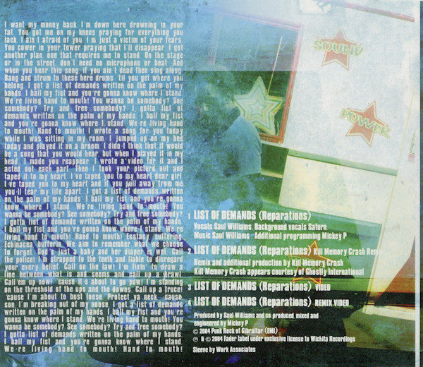 Saul Williams : List Of Demands (Reparations) (CD, Maxi, Enh)