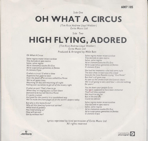 David Essex : Oh What A Circus (7", Single)