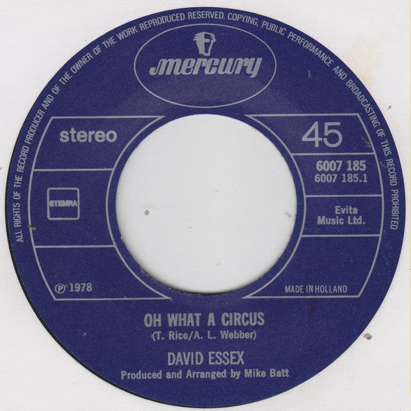 David Essex : Oh What A Circus (7", Single)