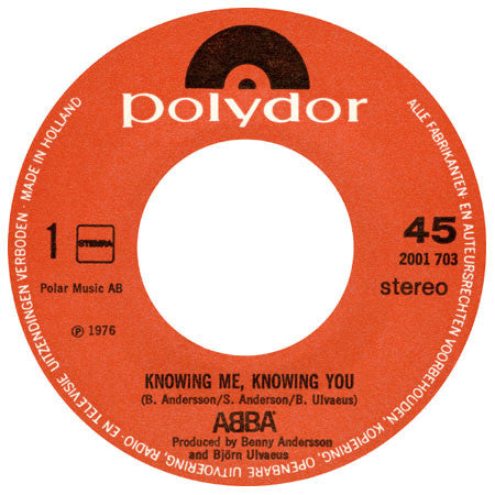ABBA : Knowing Me, Knowing You (7", Single)