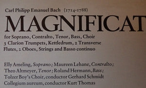 Carl Philipp Emanuel Bach, Elly Ameling, Maureen Lehane, Theo Altmeyer, Roland Hermann, Tölzer Knabenchor, Collegium Aureum : Magnificat (LP)