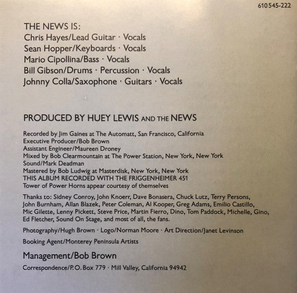 Huey Lewis And The News* : Picture This (CD, Album, RE)