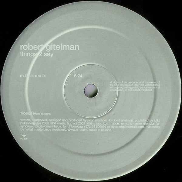 Robert Gitelman : Things 2 Say (12")