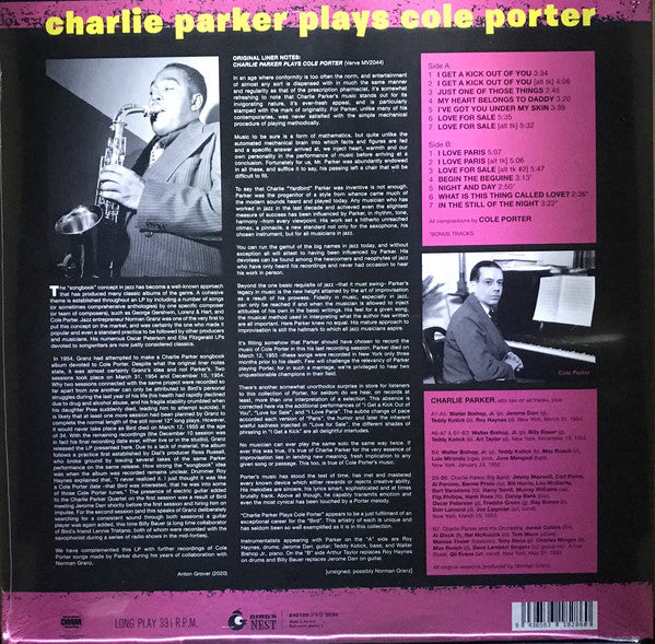 Charlie Parker : Charlie Parker Plays Cole Porter (LP, Album, Ltd, RE, Yel)