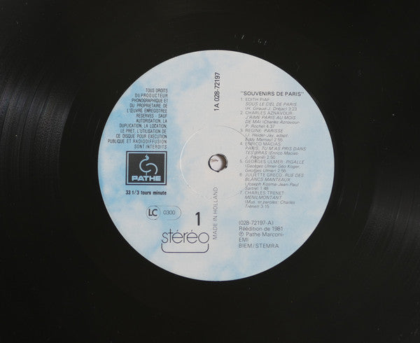 Various : Souvenirs De Paris (LP, Comp)