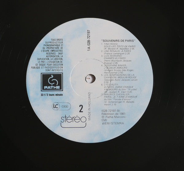 Various : Souvenirs De Paris (LP, Comp)