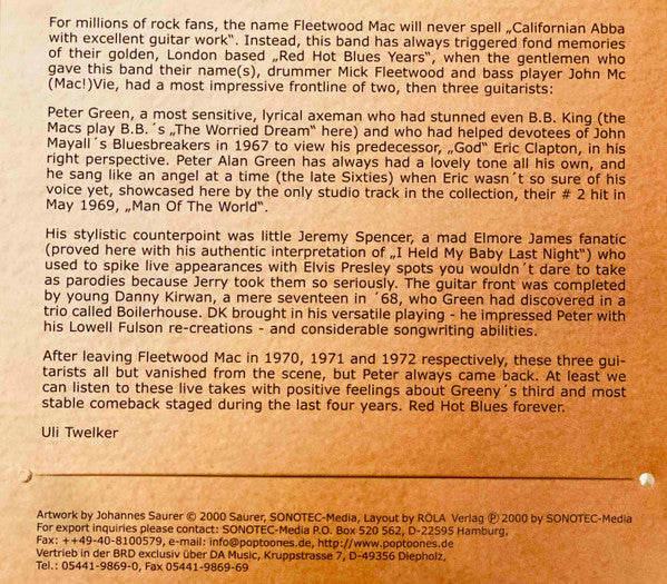 Fleetwood Mac : Red Hot Blues With Greeny  (CD, Album, RE)
