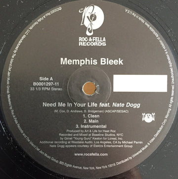 Memphis Bleek : Need Me In Your Life / We Ballin' (12")