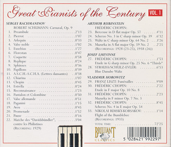 Various : Great Pianists Of The Century (5xCD, Comp, Mono + Box)