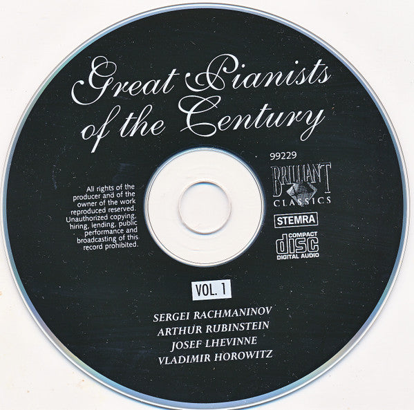 Various : Great Pianists Of The Century (5xCD, Comp, Mono + Box)