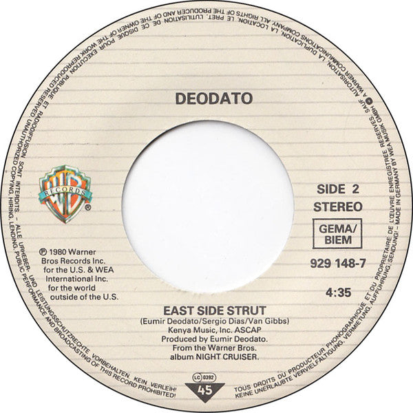 Deodato* : S.O.S. Fire In The Sky (7", Single)