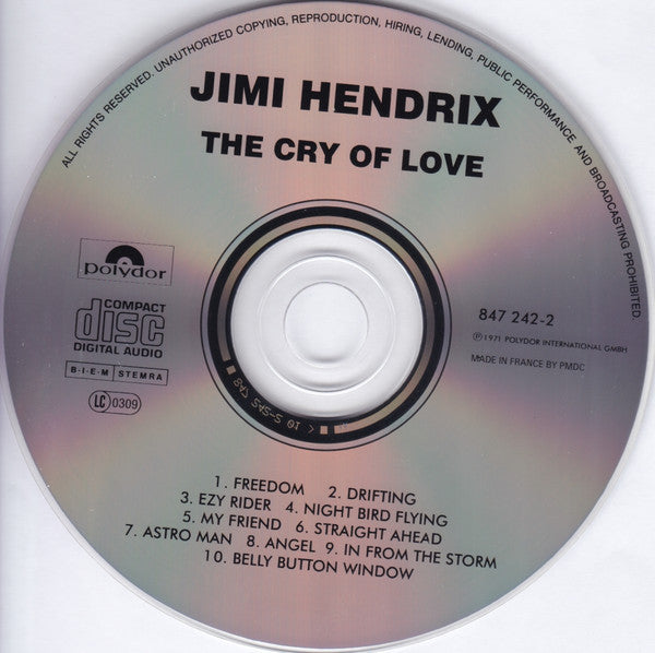 Jimi Hendrix : The Cry Of Love (CD, Album, RE)