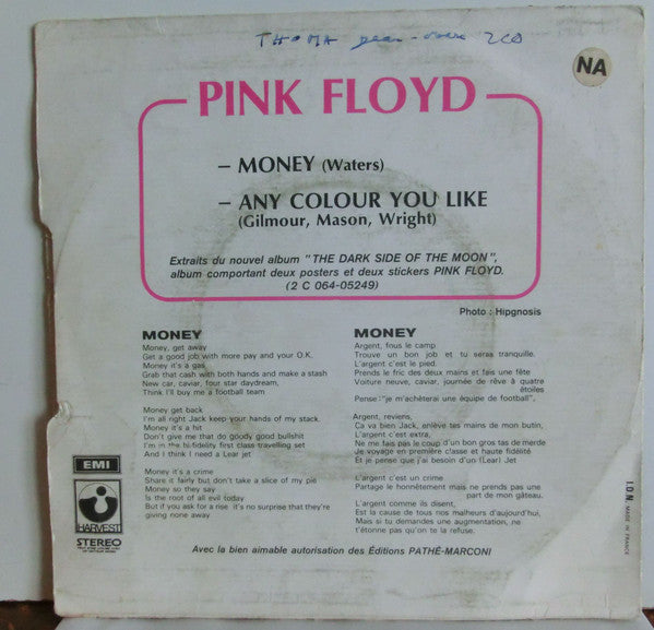Pink Floyd : Money (7", Single, No )