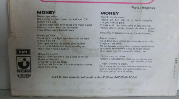 Pink Floyd : Money (7", Single, No )