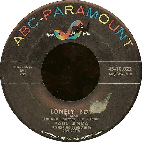 Paul Anka : Lonely Boy / Your Love (7")