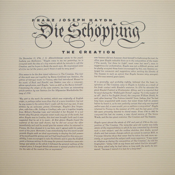 Joseph Haydn, Teresa Stich-Randall • Anton Dermota • Frederick Guthrie • Anny Felbermayer • Paul Schöffler, Mogens Wöldike, Wiener Staatsopernchor & Orchester Der Wiener Staatsoper : Die Schöpfung (2xLP, Mono + Box)