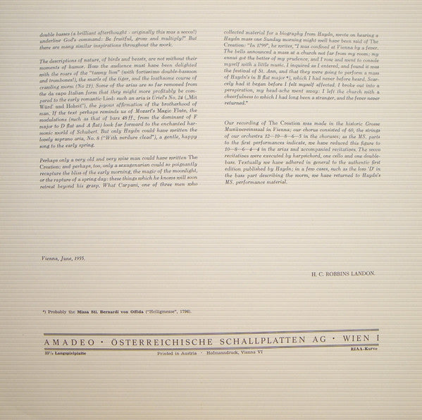 Joseph Haydn, Teresa Stich-Randall • Anton Dermota • Frederick Guthrie • Anny Felbermayer • Paul Schöffler, Mogens Wöldike, Wiener Staatsopernchor & Orchester Der Wiener Staatsoper : Die Schöpfung (2xLP, Mono + Box)