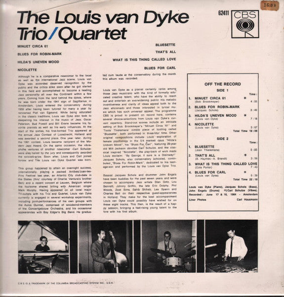 The Louis Van Dyke Trio* & The Louis Van Dyke Quartet : 3/4 (LP, Album, Mono)