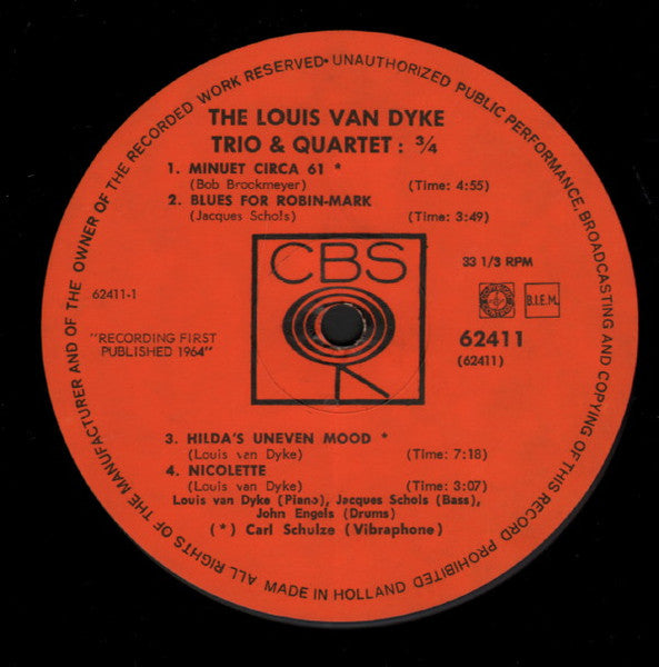 The Louis Van Dyke Trio* & The Louis Van Dyke Quartet : 3/4 (LP, Album, Mono)