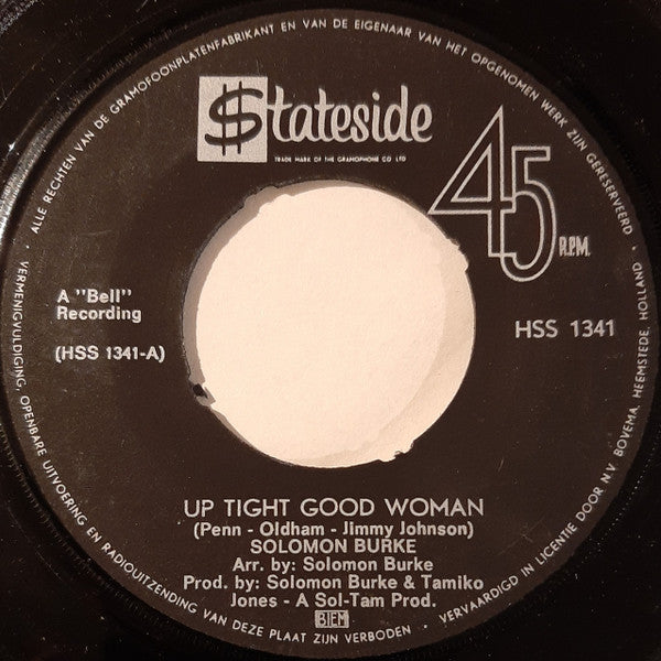 Solomon Burke : Up Tight Good Woman / I Can't Stop (7", Single)