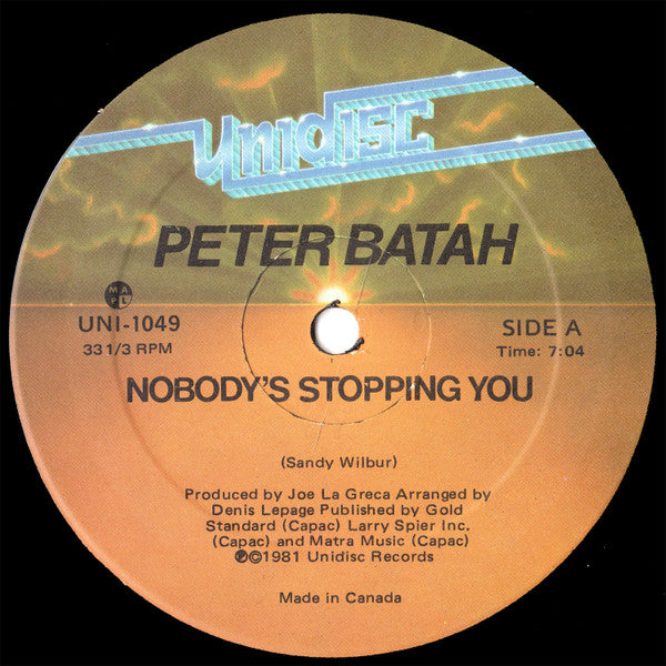 Peter Batah : Nobody's Stopping You (12")