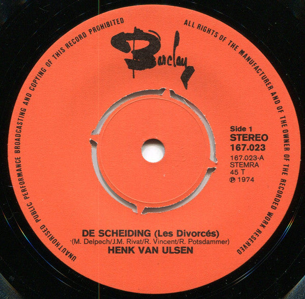 Henk Van Ulsen : De Scheiding (7")