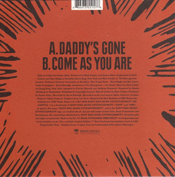 Glasvegas : Daddy's Gone (7", Single, Ltd, 2/2)