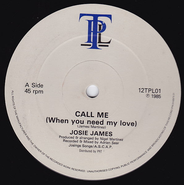 Josie James : Call Me (12")