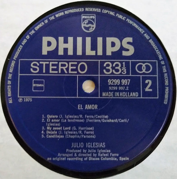 Julio Iglesias : El Amor (LP, Album)