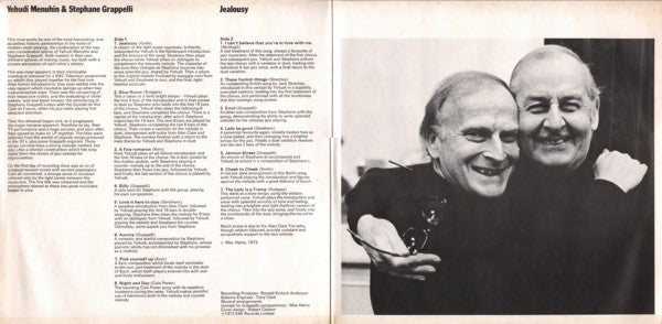Yehudi Menuhin & Stéphane Grappelli : Jealousy (Hits Of The Thirties) (LP, Gat)
