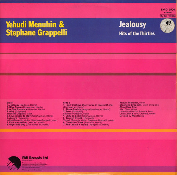 Yehudi Menuhin & Stéphane Grappelli : Jealousy (Hits Of The Thirties) (LP, Gat)
