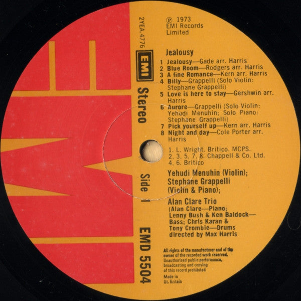 Yehudi Menuhin & Stéphane Grappelli : Jealousy (Hits Of The Thirties) (LP, Gat)