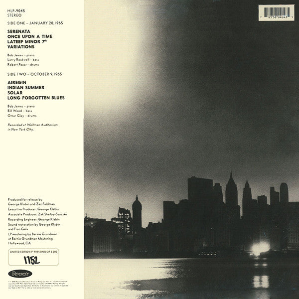 Bob James : Once Upon A Time: The Lost 1965 New York Studio Sessions (LP, RSD, Ltd, Num, 180)