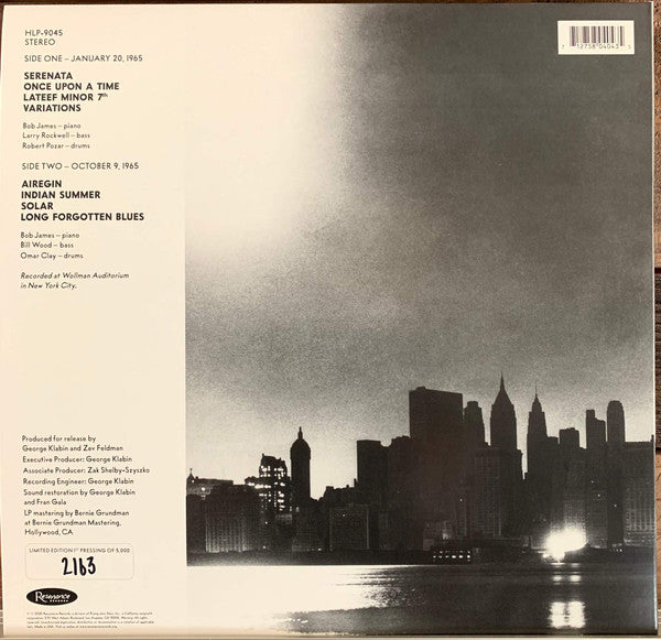 Bob James : Once Upon A Time: The Lost 1965 New York Studio Sessions (LP, RSD, Ltd, Num, 180)
